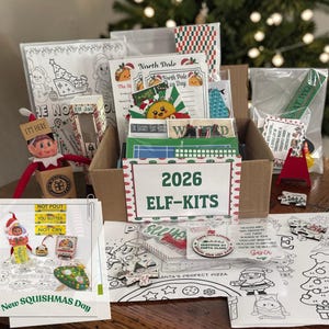 2026 Elf Kit - 7, 12 or 24 Day Kit - Elf Props & Accessories - Elf Mischief For 1,2,3 Elves Or Kids - New Squishy Day