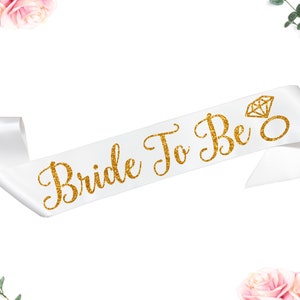 Bride To Be Sash, Future Mrs Sash, Bachelorette Sash, Bride Gift, Bridal Shower Sash, Custom Satin Gold Glitter Sash