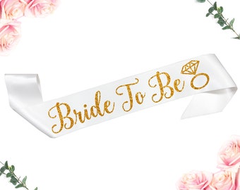 Bride To Be Sash, Future Mrs Sash, Bachelorette Sash, Bride Gift, Bridal Shower Sash, Custom Satin Gold Glitter Sash