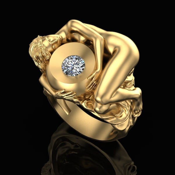 bague figure féminine en or 18 carats argent cadeau femme symbole amour fabriqué en italie anniversaire mariée fiançailles