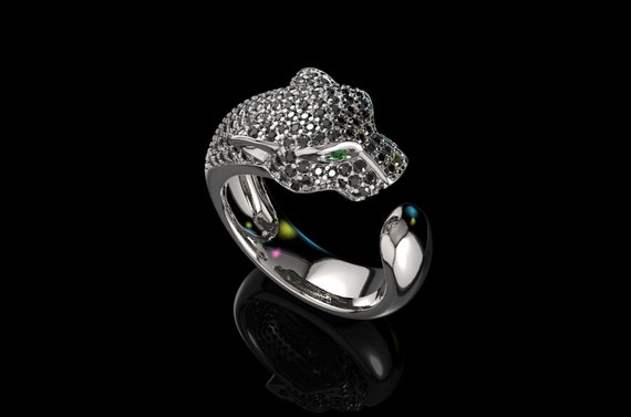 black diamond panther ring