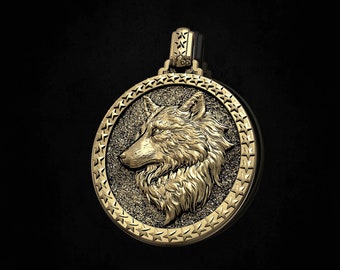 animal wolf pendant 925 silver 18kt gold animal sculpture woman unisex man gift party girls bride engagement mother's day