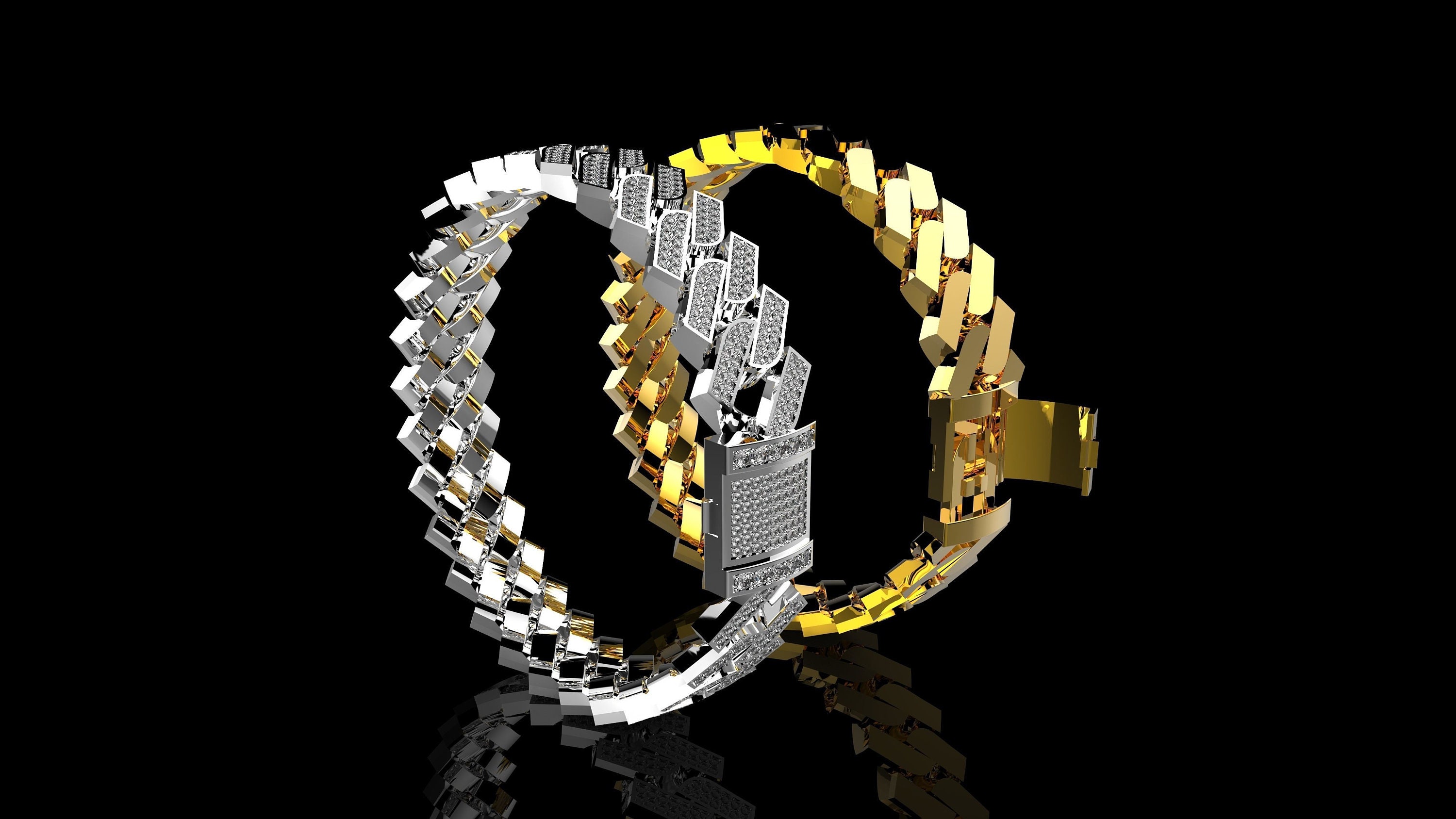 18kt Gold Link Bracelet 18kt Gold Diamonds Unisex Men Precious Gift ...
