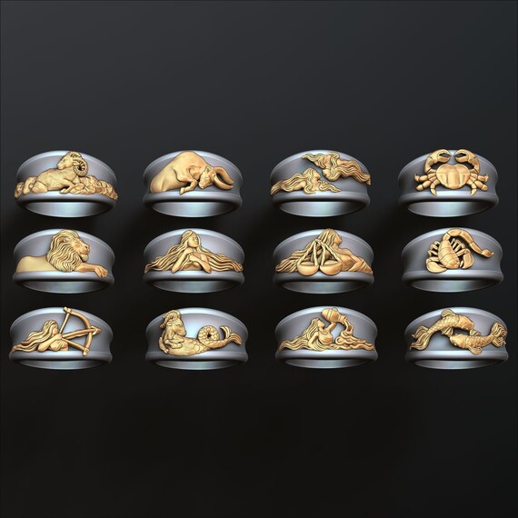 Anello Simbolo Zodiaco Argento Oro 14kt 18kt Regalo Unisex Compleanno Anniversario Made in Italy Leone Scorpione Sagittario Capricorno Pesci Etsy