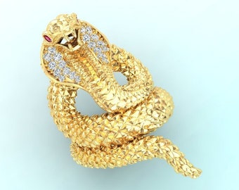 Cobra Ring 18kt Gold Silber Diamanten Rubine Animalier Schlange aggressives Design giftig unisex Mann Geschenk Made in Italy Jahrestag