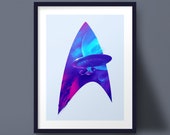 Star Trek Art Print Next Generation Enterprise Stat Fleet Silhouette Design Poster