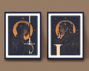 Scorpio Knight and Taurus Knight Zodiac Polarity Art Print set