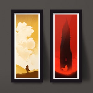 Dark Tower Art Prints Set, Tower design and Desert design