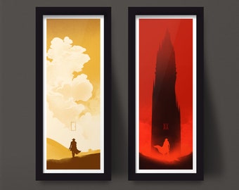 Dark Tower Art Prints Set, Tower design and Desert design