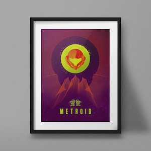 Metroid Art Print Nintendo Poster Design Retro Sci-Fi Stijl