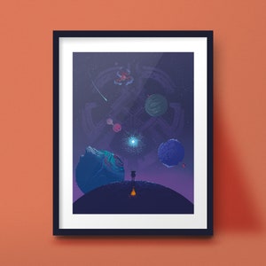 Outer Wilds Game Kunstdruck, Planeten Plakat Design