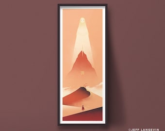 Journey tall vertical Art Print, video game poster design,
