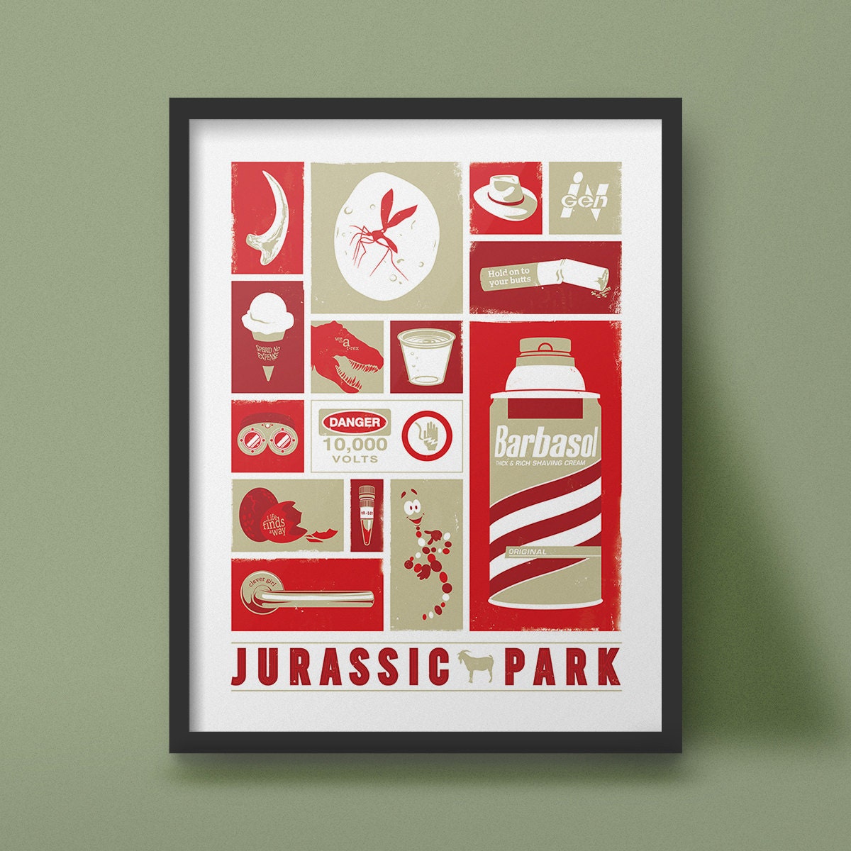 Jurassic Park Art Print Movie Poster Design Dinosaur wall decor