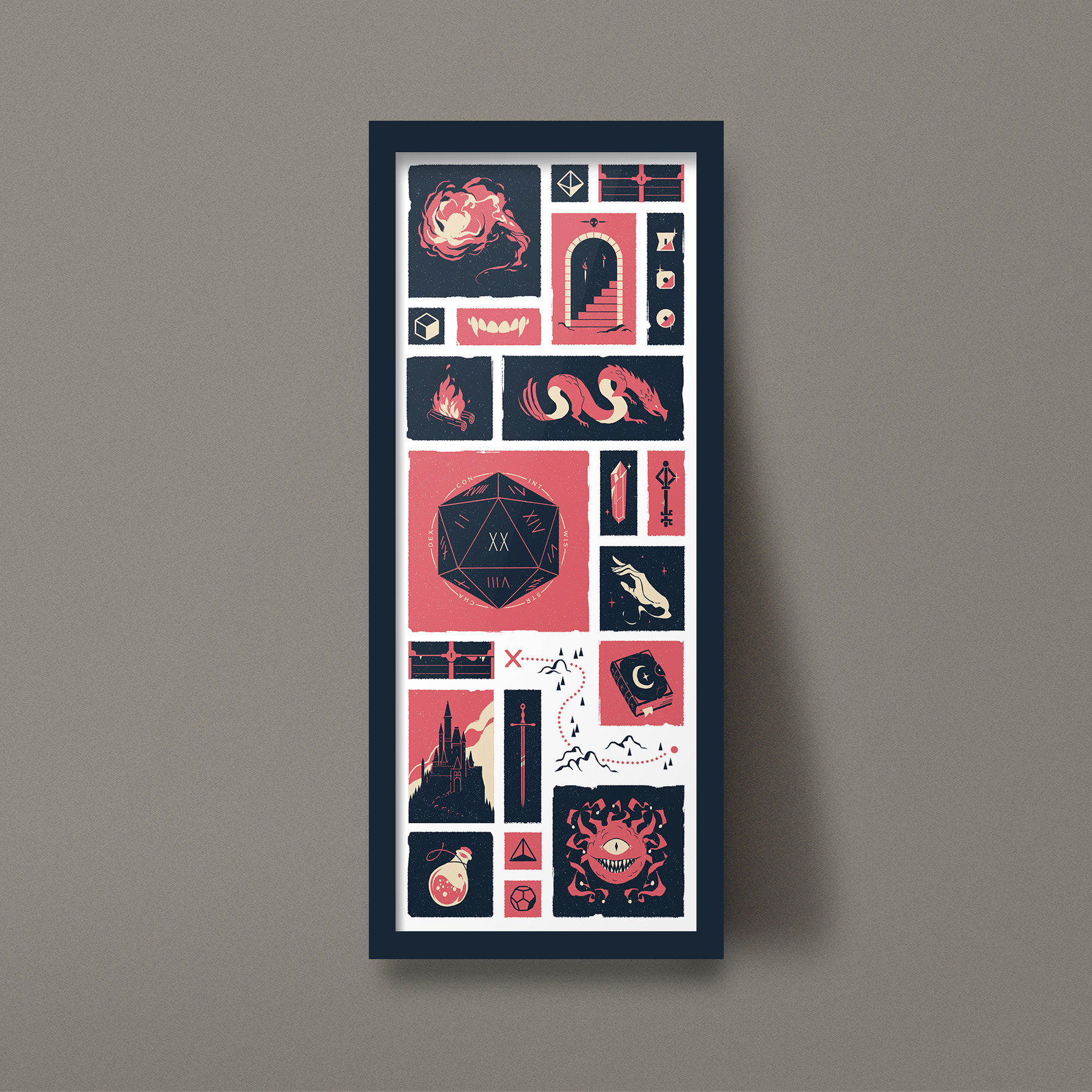 Dungeons & Dragons Fantasy Roleplaying Game vertical art print modern poster
