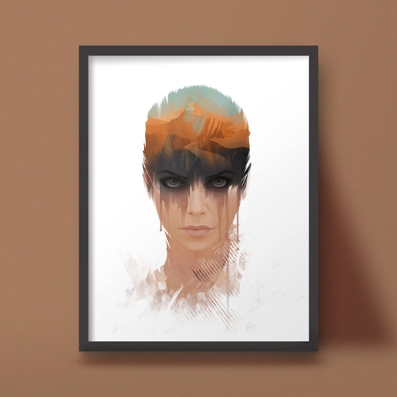 Furiosa Desert Fury Portrait Art Print Post Apocalytic Design image 1