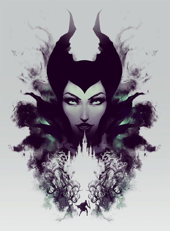 Maleficent Art Print Disney Painting Sleeping Beauty Fairy - Etsy