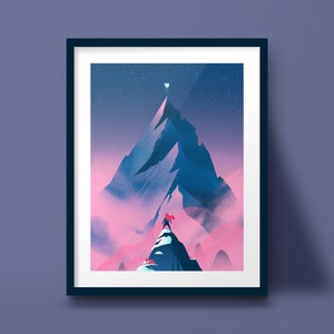 Celeste Mountain art print gaming poster