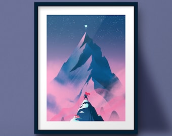 Celeste Mountain art print gaming poster