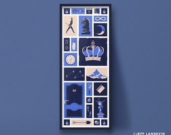 Blue Prince iconic grid TALL video game art print