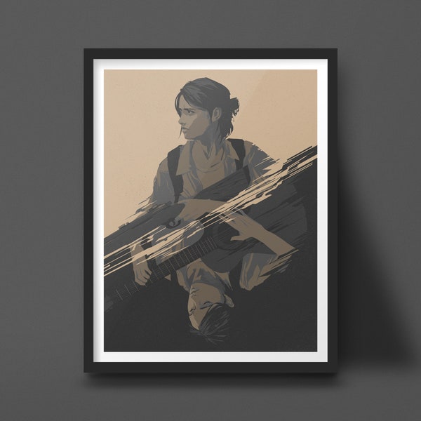 Impression d'art The Last of Us 2, affiche de jeu Ellie Gun/Guitar