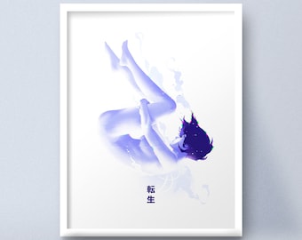 Ghost in the Shell Art Print, Anime Cyberpunk Poster Design