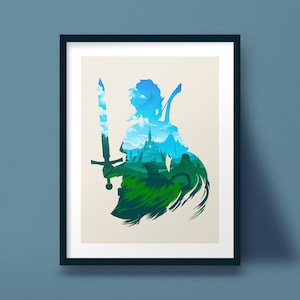 Breath of the Wild Art Print, Zelda Poster Design Silhouette