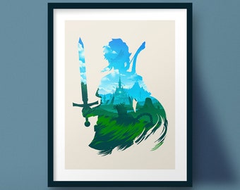 Breath of the Wild Art Print, Zelda Poster Design Silhouette