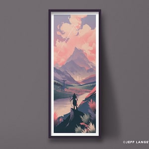 Horizon landscape art print, Video game poster, Vertical design