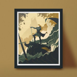 Female Knight, Dragon Slayer Germanic, Fantasy Castle fine art print