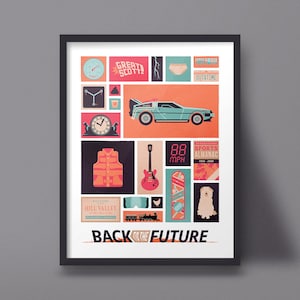 Back to the Future Movie Poster Art Print, Delorean Modern Design