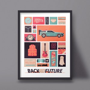 Back to the Future Movie Poster Art Print, Delorean Modern Design