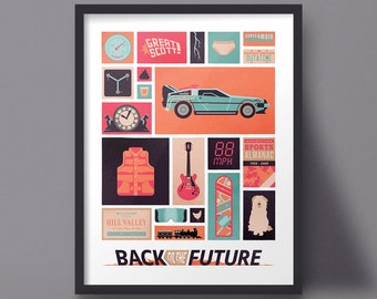 Back to the Future Movie Poster Art Print, Delorean Modern Design