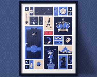 Blue Prince iconic grid video game art print