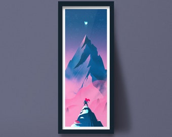 Tall Vertical Celeste Mountain art print gaming poster
