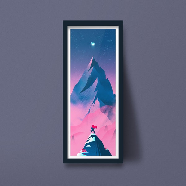 Póster de juego con impresión artística de Celeste Mountain vertical alto