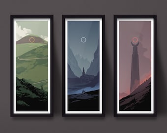 Fantasy trilogy landscape art print set