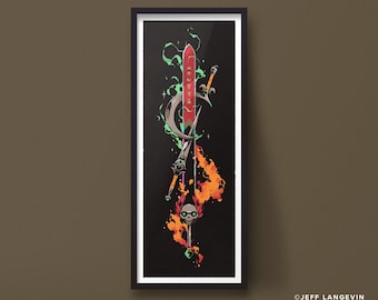 Hades Game Weapons tall art print