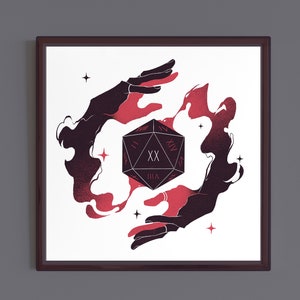 Dungeons and Dragons D20 Magic Hands Illustrazione Stampa artistica