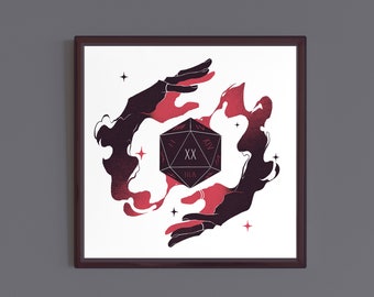 Dungeons and Dragons D20 Magic Hands Illustration Art Print