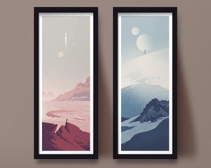 Dune Art Prints Bundle: Arrakis Landscape Illustrations - Sci-Fi Decor Set