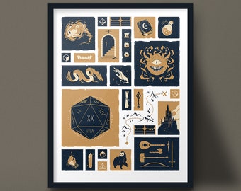 Dungeons and Dragons inspired iconic art print - Multiple Color Options