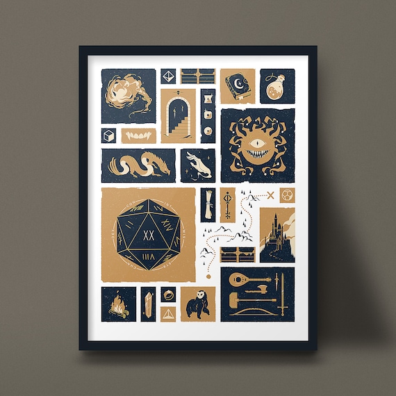 Dungeons and Dragons Inspired Iconic Art Print - Multiple Color