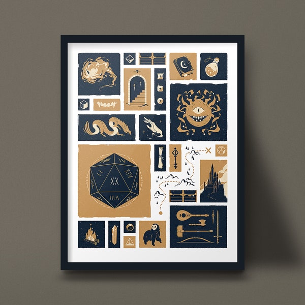 Dungeons and Dragons inspired iconic art print - Multiple Color Options