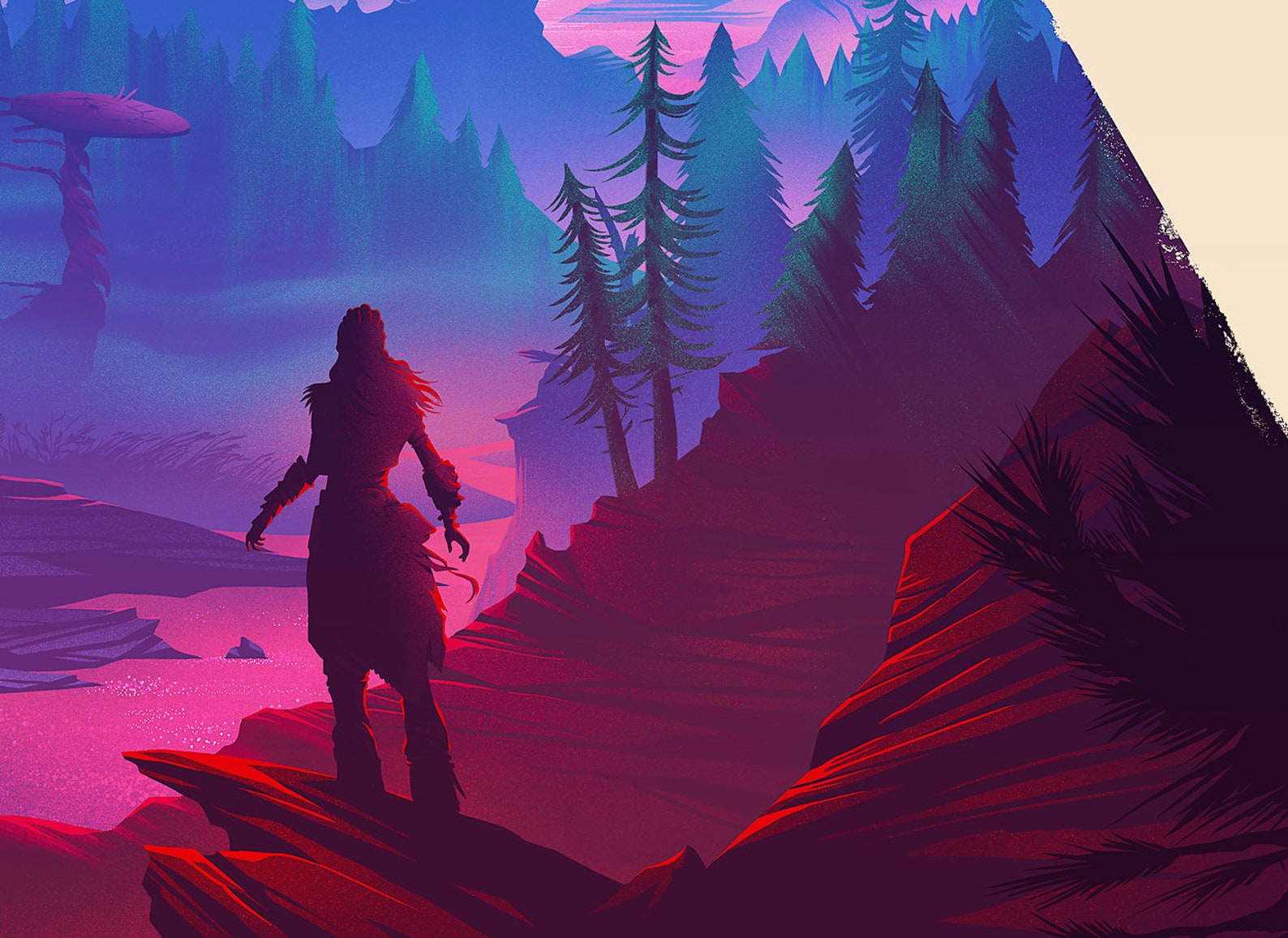 закат в горах. хорайзон зеро элой. хорайзон зеро даун. арты пейзажи. Dawn art.