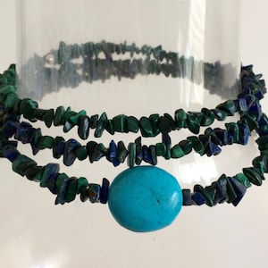 Malachite Memory Wire Choker Necklace, Beaded Necklace