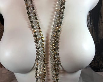 Stackable Multi Strand Layering Necklace, Baroque Pearl Necklace, Bronze Gold Baroque Cultured Freshwater Pearls, Sterling Silver