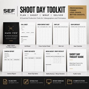 Toolkit voor videoproductie | Call sheet, shotlist, uitrustingschecklist + invulbare pdf's | Sjablonen voor filmmakers