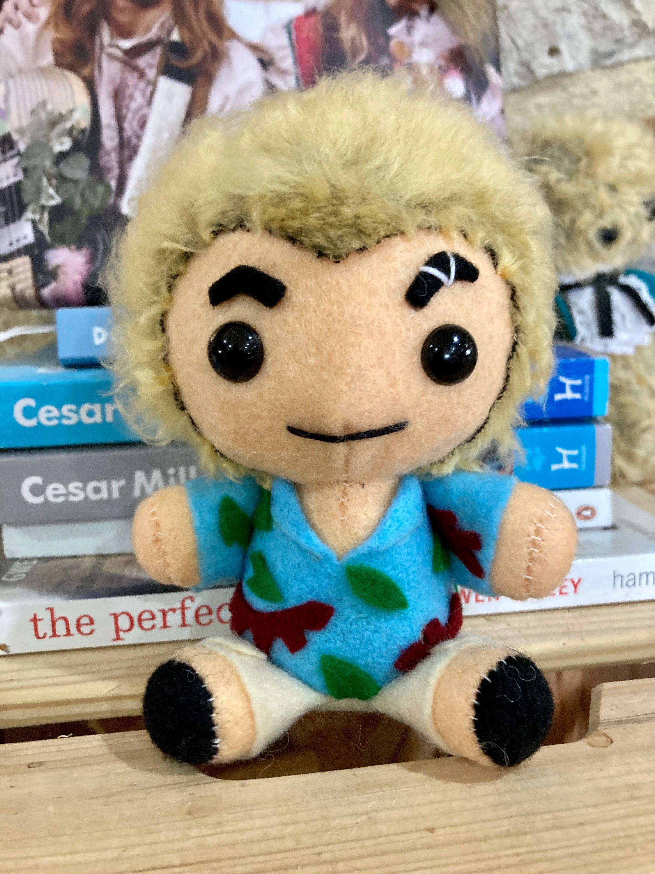 Buffy Inspired Spike in Xanders clothes seated felt plushie 5”