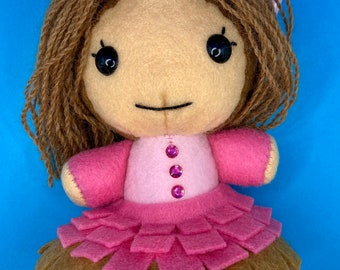 Firefly Inspired Kaylee Frye in her ballgown seated felt plushie 5”