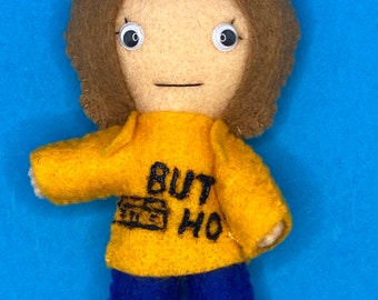 Ghosts Inspired Felt Figure - Alison in her Button House sweatshirt 4.5"